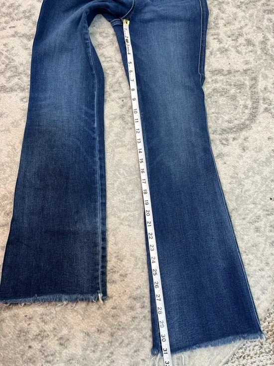 FLYING MONKEY HIGH RISE BOOT CUT DENIM BLUE JEANS RAW HEM DISTRESSED SZ 28 - Picture 14 of 14